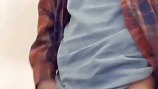 Amateur twink strips and edges his cock