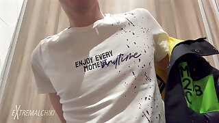 Naked Student Wank in Public Wc