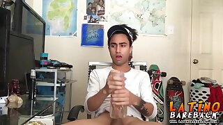 Tattooed Latino Twink Tugging And Wanking His Big Fat Cock2