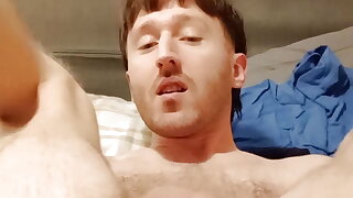 Hairy twink Eric Arkona solo spit gay anal finger fun gape