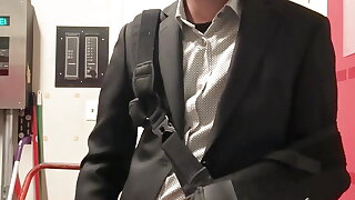 Amateur Twink Jerks and Cums in Church Closet