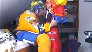 Fucking in full hockey gear