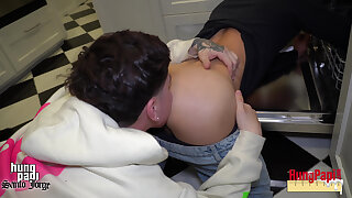 Hung Papi Stuck in Dish Washer Fucked Raw