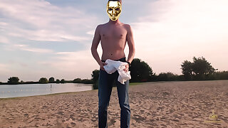 Twink on Forbidden Non Nudist Beach Secretly Naked 4K! Teenager Exhibitionism Goldenelixxxir!