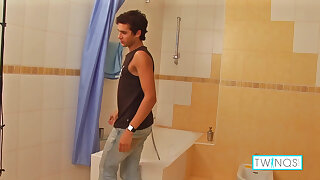 Twink Joshua Wanks His Stiff Dick In The Bathroom To Cum!