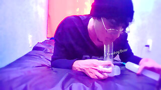 Horny Little Femboy Sucking till his mouth is full