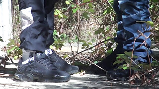 Two sexy French dudes fucking in exhibit cruising