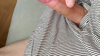 Uncut cock in panties cums with thick sperm